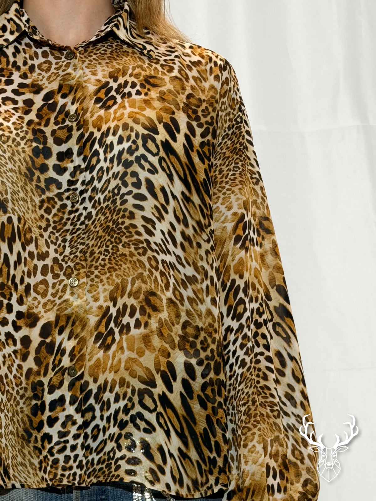Camicia Leopard In Chiffon Di Seta Rossano Perini