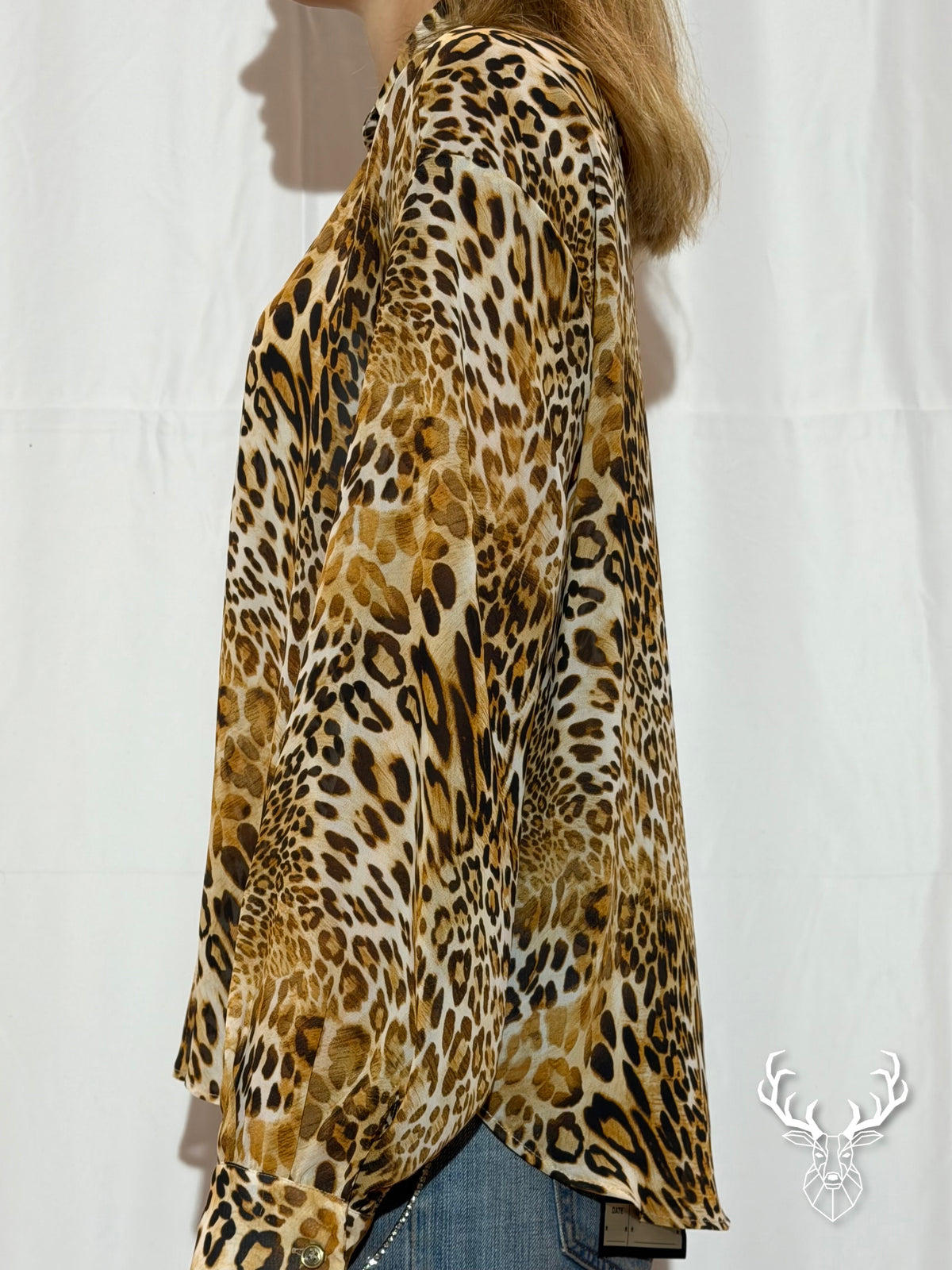 Camicia Leopard In Chiffon Di Seta Rossano Perini