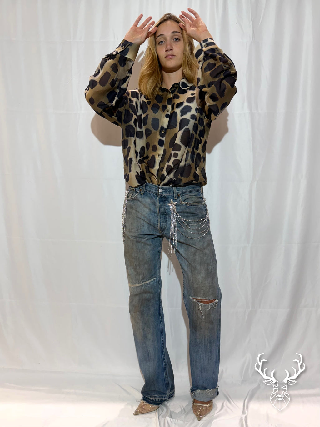 Camicia Giraffa In Chiffon Di Seta Rossano Perini