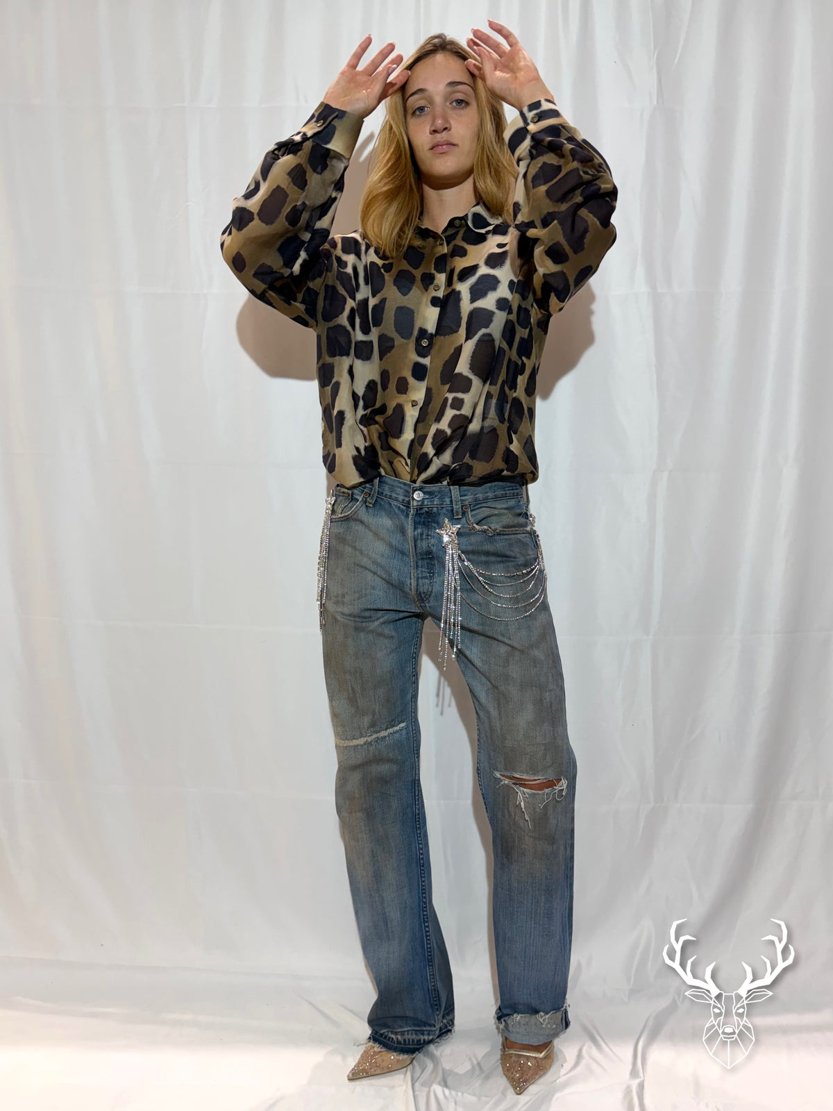 Camicia Giraffa In Chiffon Di Seta Rossano Perini