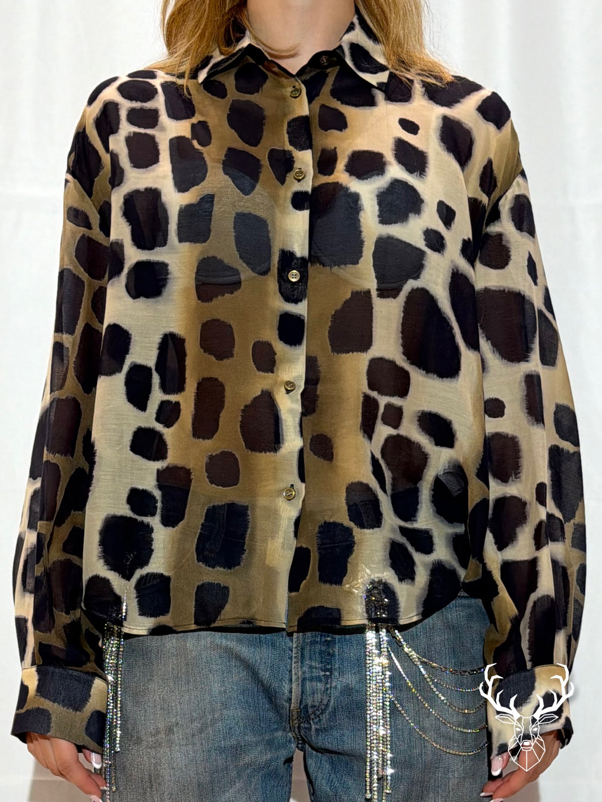 Camicia Giraffa In Chiffon Di Seta Rossano Perini