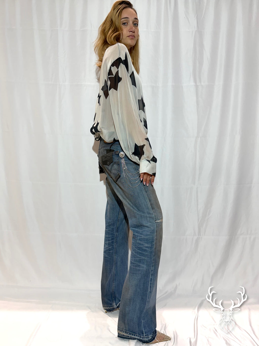 Camicia Stelle In Chiffon Di Seta Rossano Perini