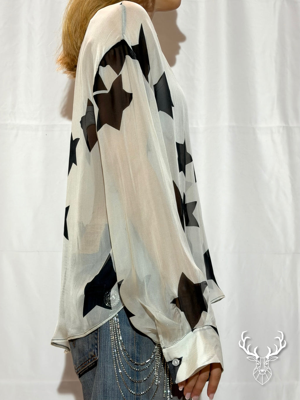 Camicia Stelle In Chiffon Di Seta Rossano Perini
