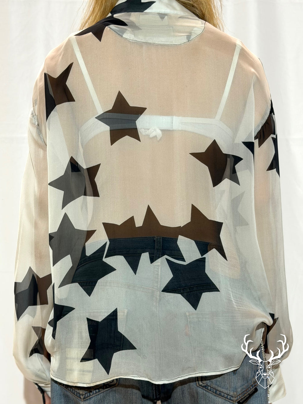 Camicia Stelle In Chiffon Di Seta Rossano Perini