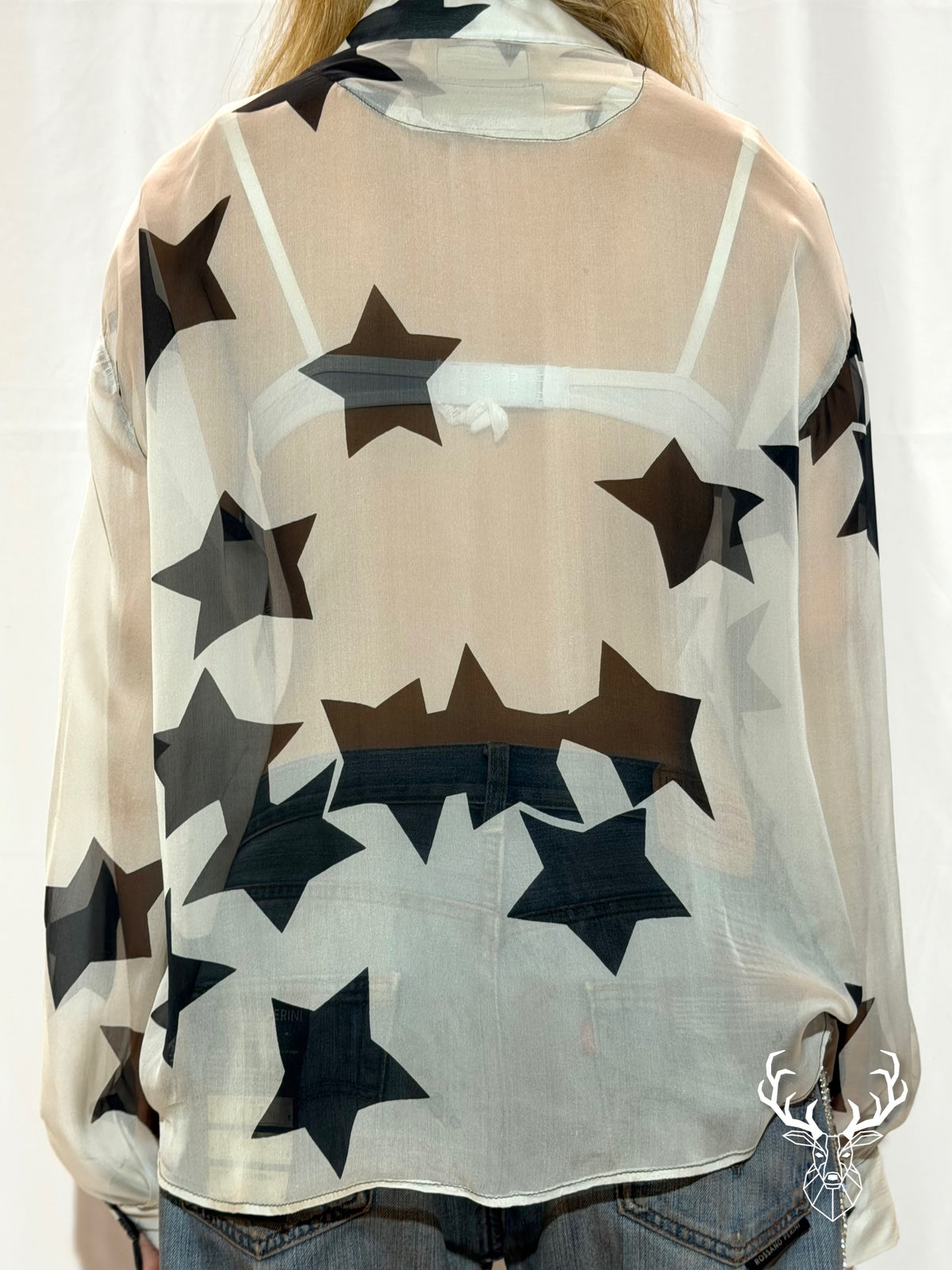 Camicia Stelle In Chiffon Di Seta Rossano Perini