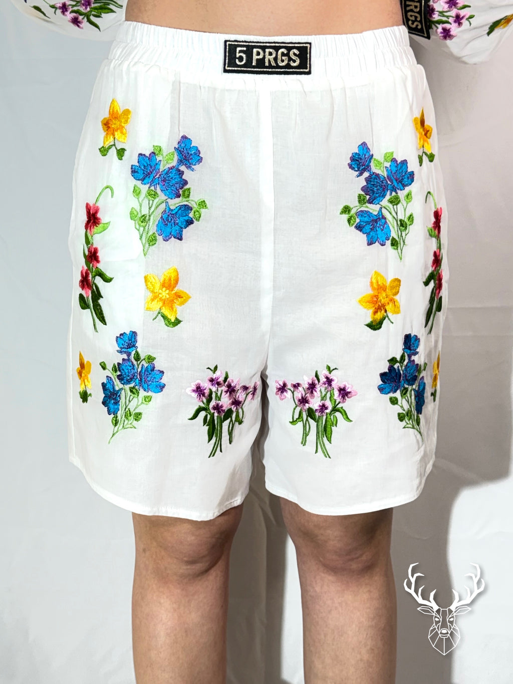 Pantaloncino Fiori Ricamati Bianco 5Progress