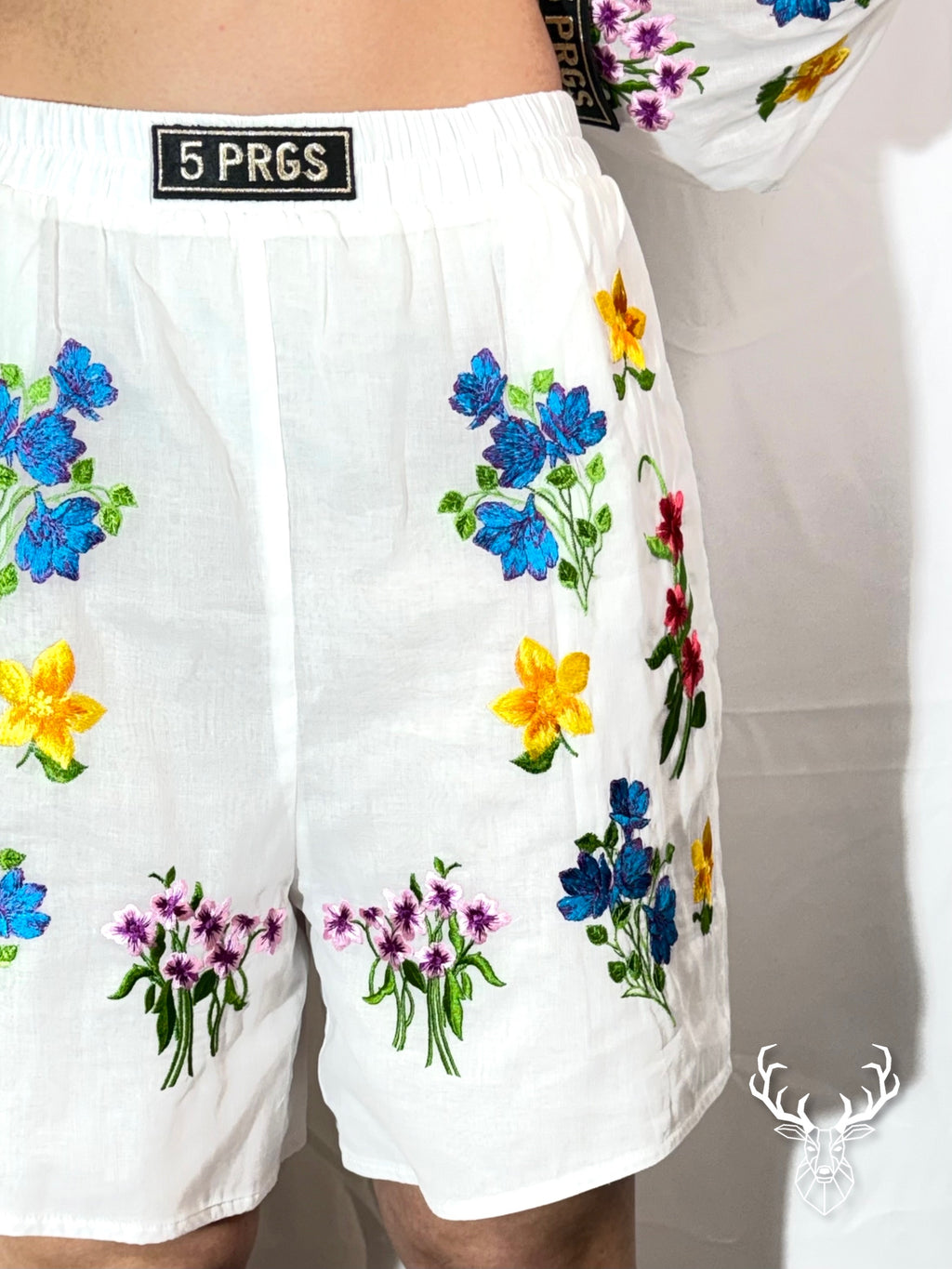 Pantaloncino Fiori Ricamati Bianco 5Progress